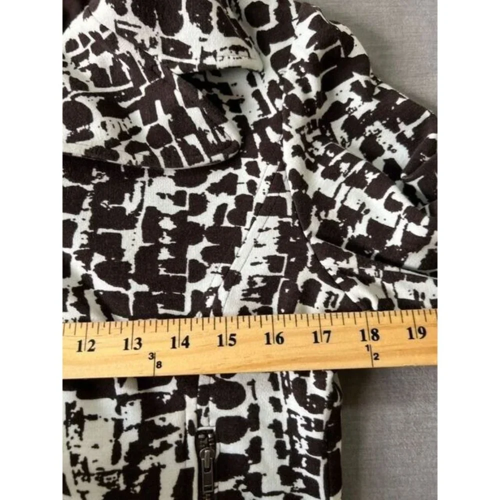 Chico´s Jacket Womens 1 White‎ Animal Print Long Sleeve Full Zip Blazer Ladies